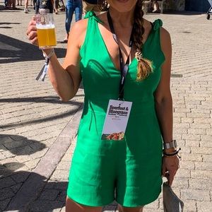 Green Romper with pockets Size S